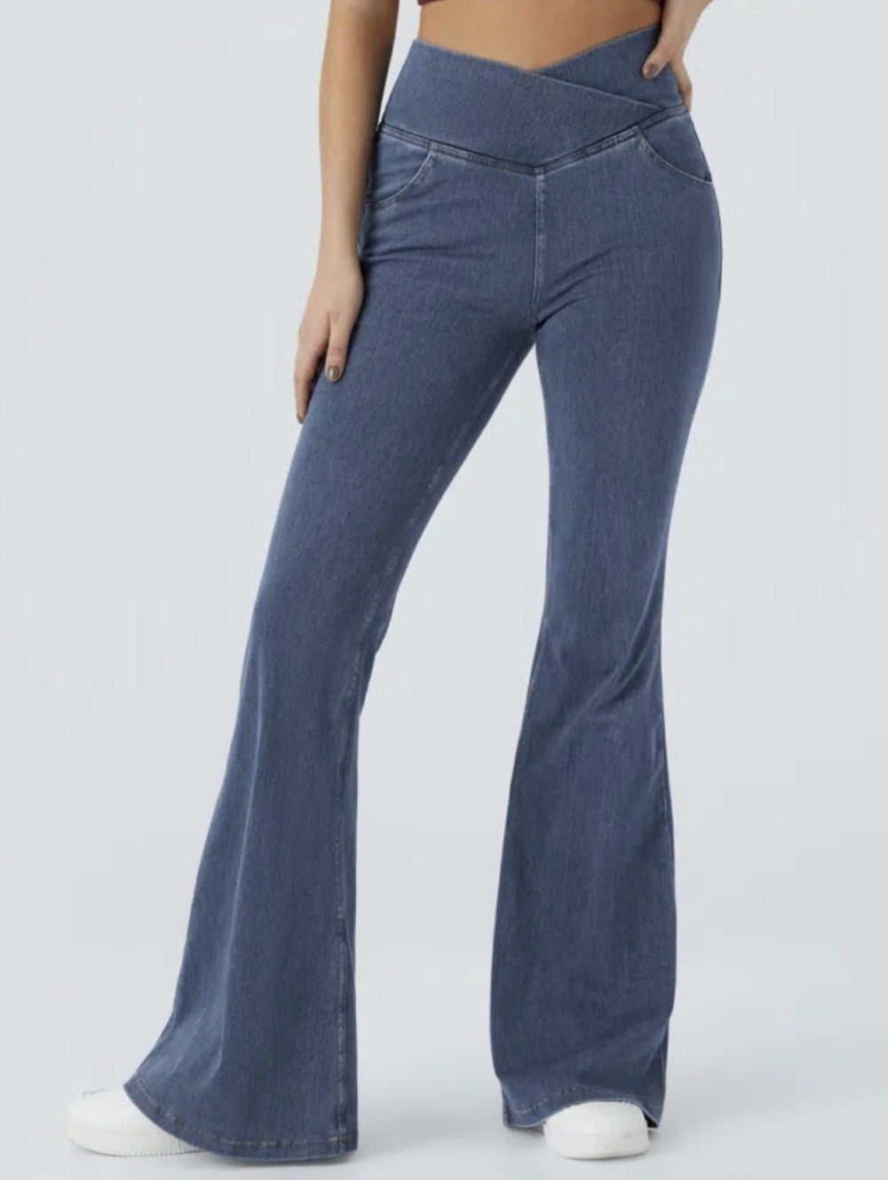 Nwt HALARA STRETCH FLARE JEANS High-Waist Flared Blue Hippie Festival 90s